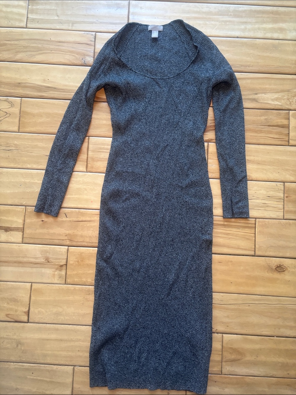 H&M Slim Fit Long Sleeve Gray Knit Dress